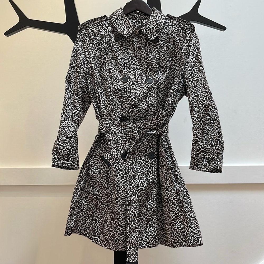 LOUIS VUITTON white black brown Leopard Trench Coat size 42 Medium